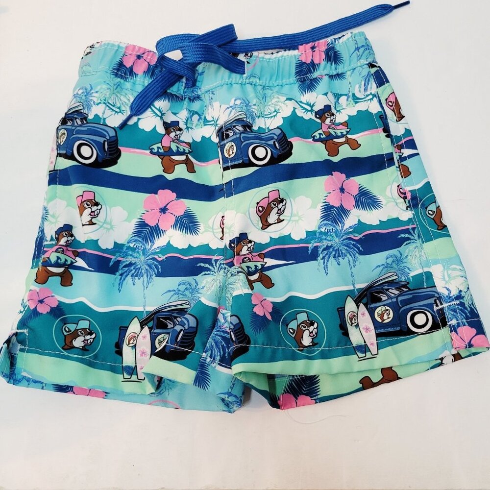 Buc-ee's Bucee's Boy Tropical Swim Trunks Shorts Toddler Boys 3T Blue Pink
